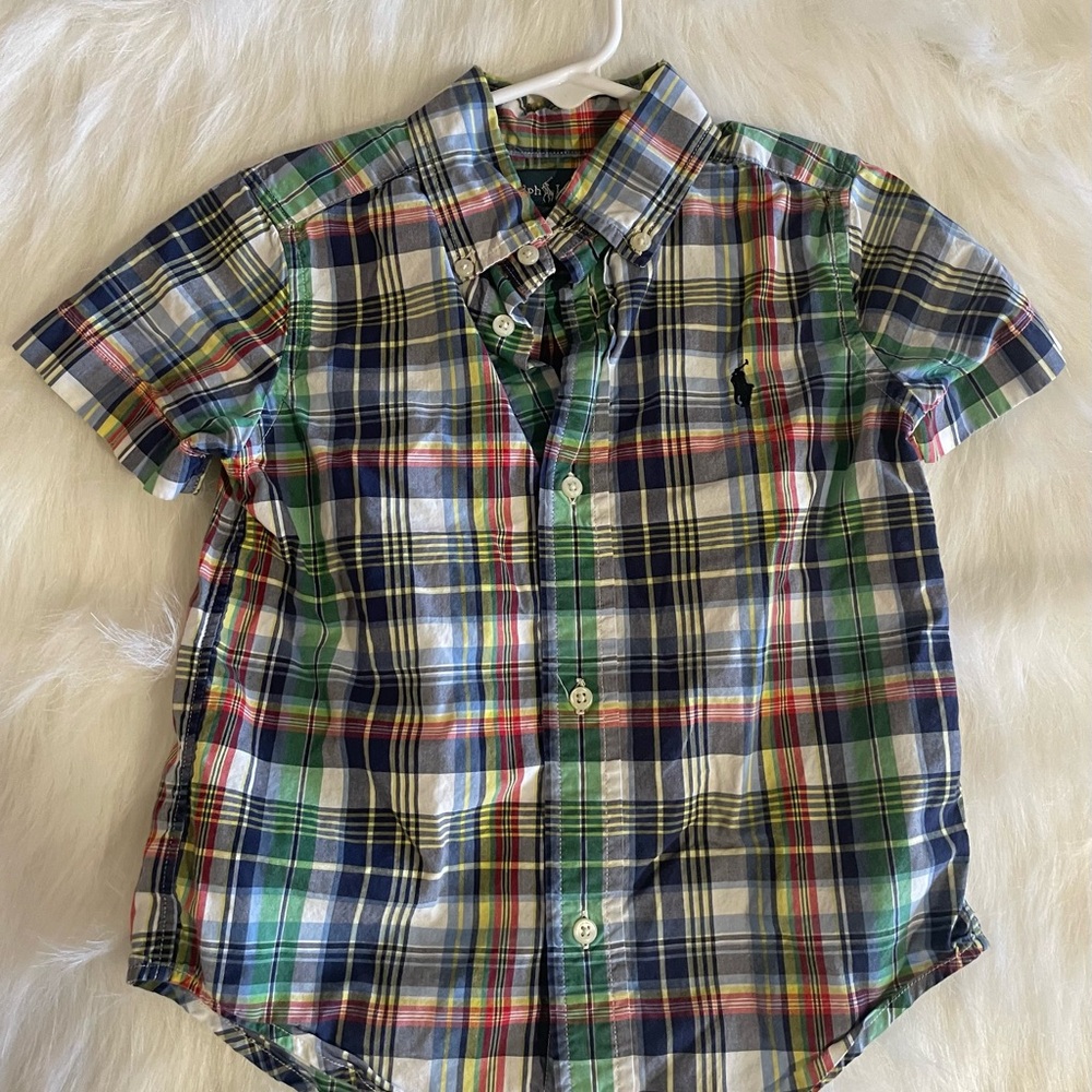 Polo Plaid Short Sleeve Button-Up Shirt 3t
